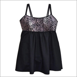 NWSC Womens Plus Size Empire Waist Swimdress Swimsuit 18 20 22 24 W - 18W / Grey Black - Womens