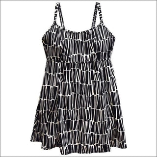 NWSC Womens Plus Size Empire Waist Swimdress Swimsuit 18 20 22 24 W - 18W / Black White - Womens