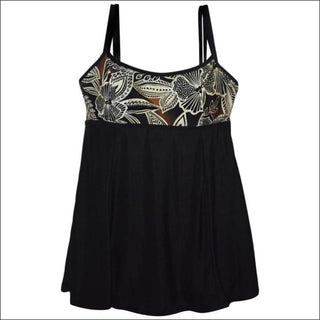 NWSC Womens Plus Size Empire Waist Swimdress Swimsuit 18 20 22 24 W - 18W / Brown Floral - Womens