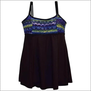NWSC Womens Plus Size Empire Waist Swimdress Swimsuit 18 20 22 24 W - 18W / Blue Tribal - Womens