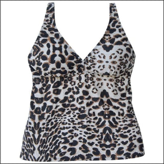 NWSC Women’s Plus Size Tankini Swimsuit Top Separates 16W - 3X (16W) / Brown Leopard - Swimsuits