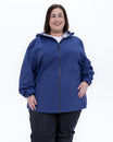 Plus size 804 rain jacket blue 1 | Model is 5'4" and wears a 3X