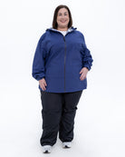 Plus size 804 rain jacket blue 2 | Model is 5'4" and wears a 3X