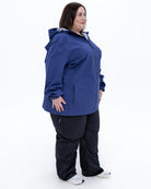 Plus size 804 rain jacket blue 3 | Model is 5'4" and wears a 3X