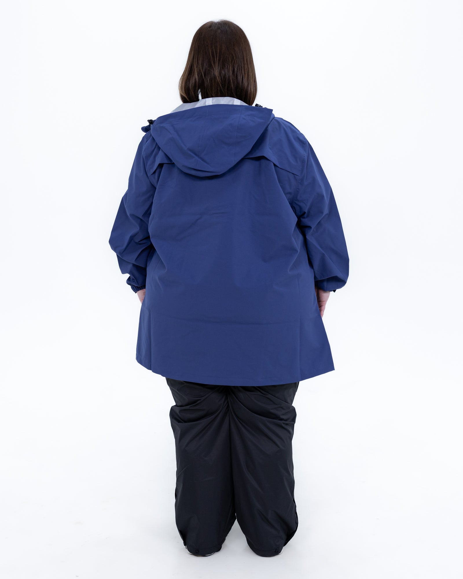 Plus size 804 rain jacket blue 4 | Model is 5'4" and wears a 3X