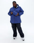Plus size 804 rain jacket blue 9 | Model is 5'9" and wears a 3X