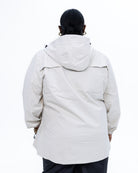 Plus size 804 rain jacket cream 4 | Model is 5'9" and wears a 3X