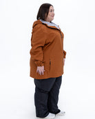 Plus size 804 rain jacket rust 3 | Model is 5'4" and wears a 3X