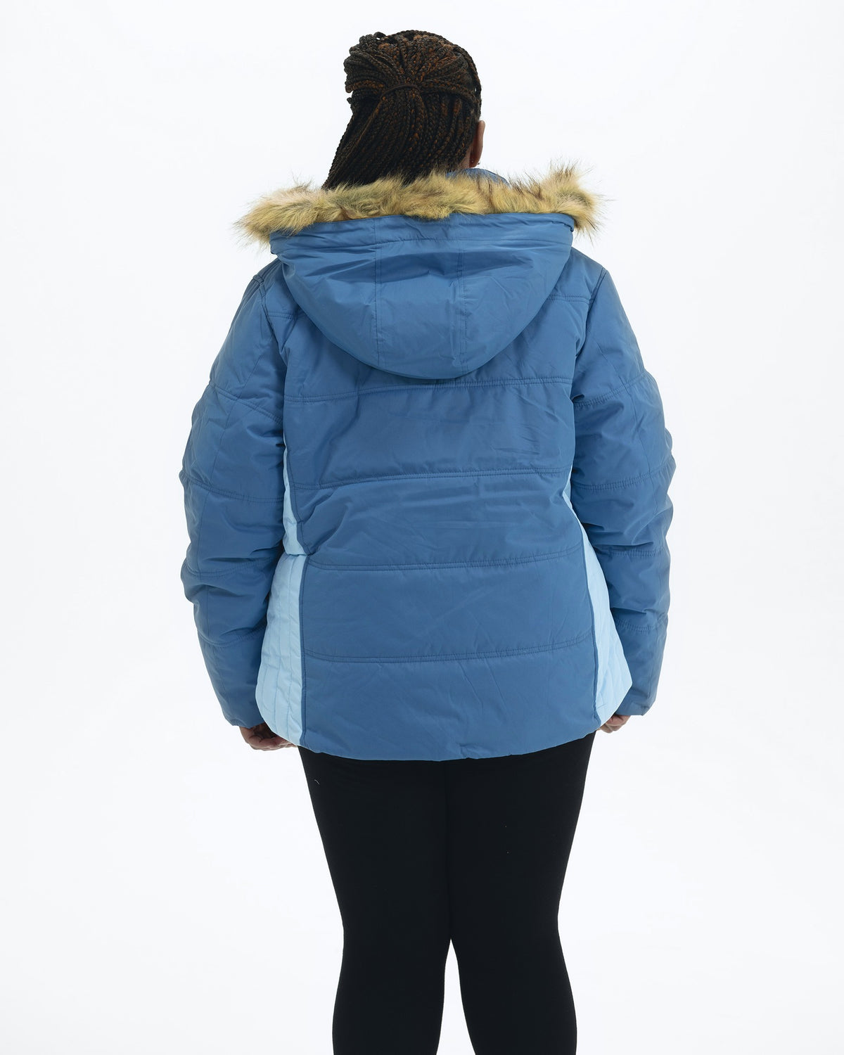 Winter Blue women's plus size Aspen ski jacket, back | Model is 5'6" and wears a 1X