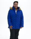 Midnight Blue The Axtell plus size hooded winter parka, front | Model is 5'6" and wears a 1X
