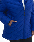 Midnight Blue The Axtell plus size hooded winter parka, zippered hand pocket detail