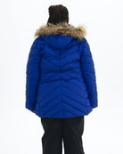 Midnight Blue The Axtell plus size hooded winter parka, back | Model is 5'6" and wears a 1X