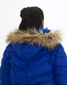 Midnight Blue The Axtell plus size hooded winter parka, faux fur hood trim detail