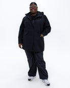 Plus size berwick rain jacket black 3 | Model is 5'9" and wears a 3X