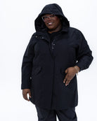 Plus size berwick rain jacket black 4 | Model is 5'9" and wears a 3X