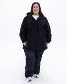 Plus size berwick rain jacket black 7 | Model is 5'4" and wears a 3X