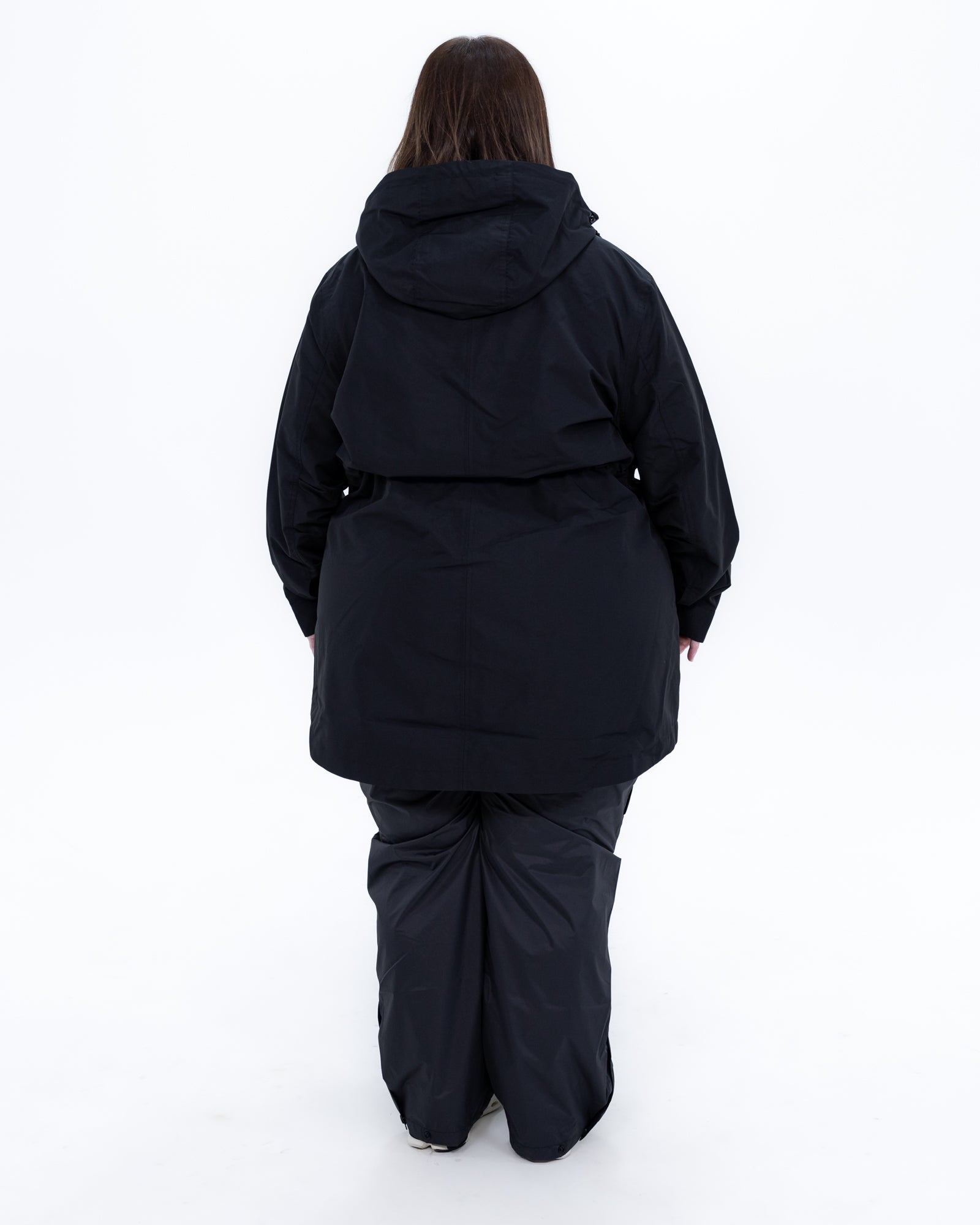 Plus size berwick rain jacket black 9 | Model is 5'4" and wears a 3X