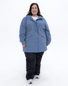 Plus size berwick rain jacket dusty blue 6 | Model is 5'4" and wears a 3X