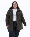 Plus size berwick rain jacket olive 1 | Model is 5'4" and wears a 3X