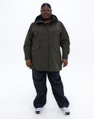 Plus size berwick rain jacket olive 11 | Model is 5'9" and wears a 3X