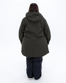 Plus size berwick rain jacket olive 2 | Model is 5'4" and wears a 3X