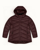 Bourbon The Geneva plus size mid length synthetic down jacket, sizes 1X to 6X, flat lay front