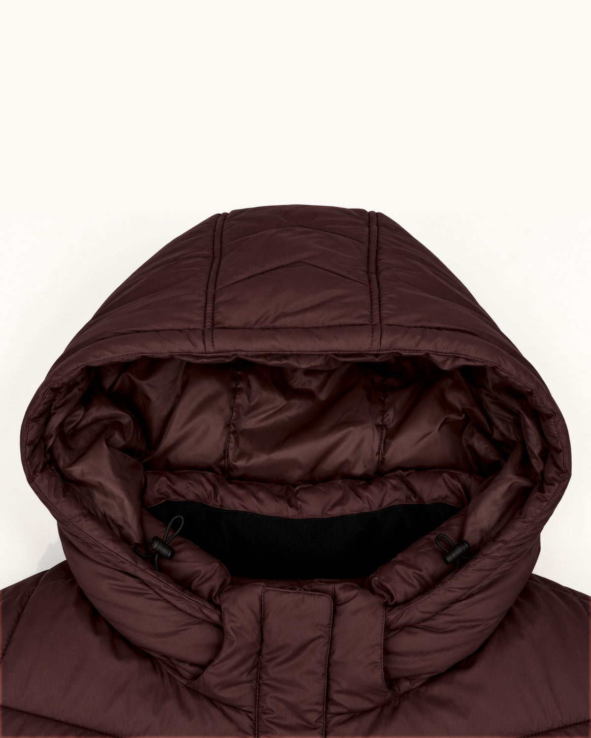 Bourbon The Geneva plus size mid length synthetic down jacket, sizes 1X to 6X, flat lay hood and collar detail