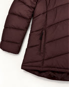 Bourbon The Geneva plus size mid length synthetic down jacket, sizes 1X to 6X, flat lay pocket detail