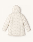 Winter White The Geneva plus size mid length synthetic down jacket, sizes 1X to 6X, flat lay back
