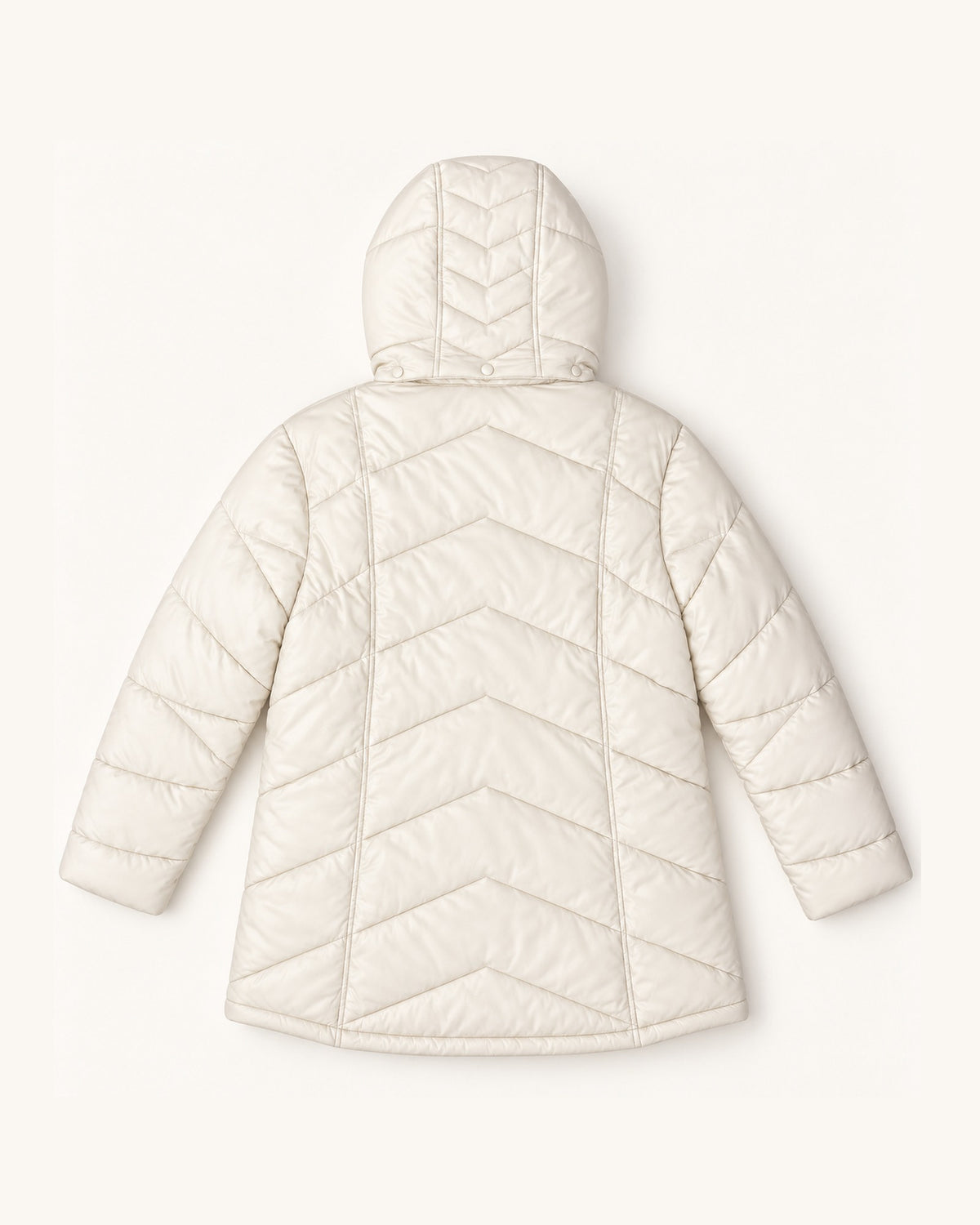 Winter White The Geneva plus size mid length synthetic down jacket, sizes 1X to 6X, flat lay back