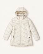 Winter White The Geneva plus size mid length synthetic down jacket, sizes 1X to 6X, flat lay front
