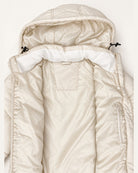 Winter White The Geneva plus size mid length synthetic down jacket, sizes 1X to 6X, flat lay hood and collar detail