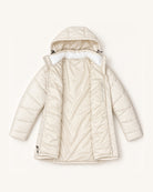 Winter White The Geneva plus size mid length synthetic down jacket, sizes 1X to 6X, flat lay interior