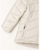 Winter White The Geneva plus size mid length synthetic down jacket, sizes 1X to 6X, flat lay pocket detail