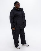 Plus size pod rain jacket black 2 | Model is 5'9" and wears a 3X