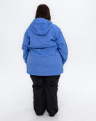 Plus size pod rain jacket blue 4 | Model is 5'4" and wears a 3X