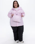 Plus size pod rain jacket pink 8 | Model is 5'4" and wears a 3X
