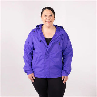 Purple hooded rain jacket for women plus size waterproof packable lightweight outdoor gear