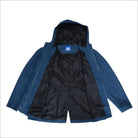Open blue hooded rain jacket displayed in Women’s Plus Size Rain Jacket The Manchester