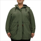 Olive green hooded parka from Women’s Plus Size Rain Jacket The Manchester 1X-6X