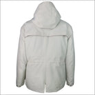 Beige hooded plus size rain jacket, back image