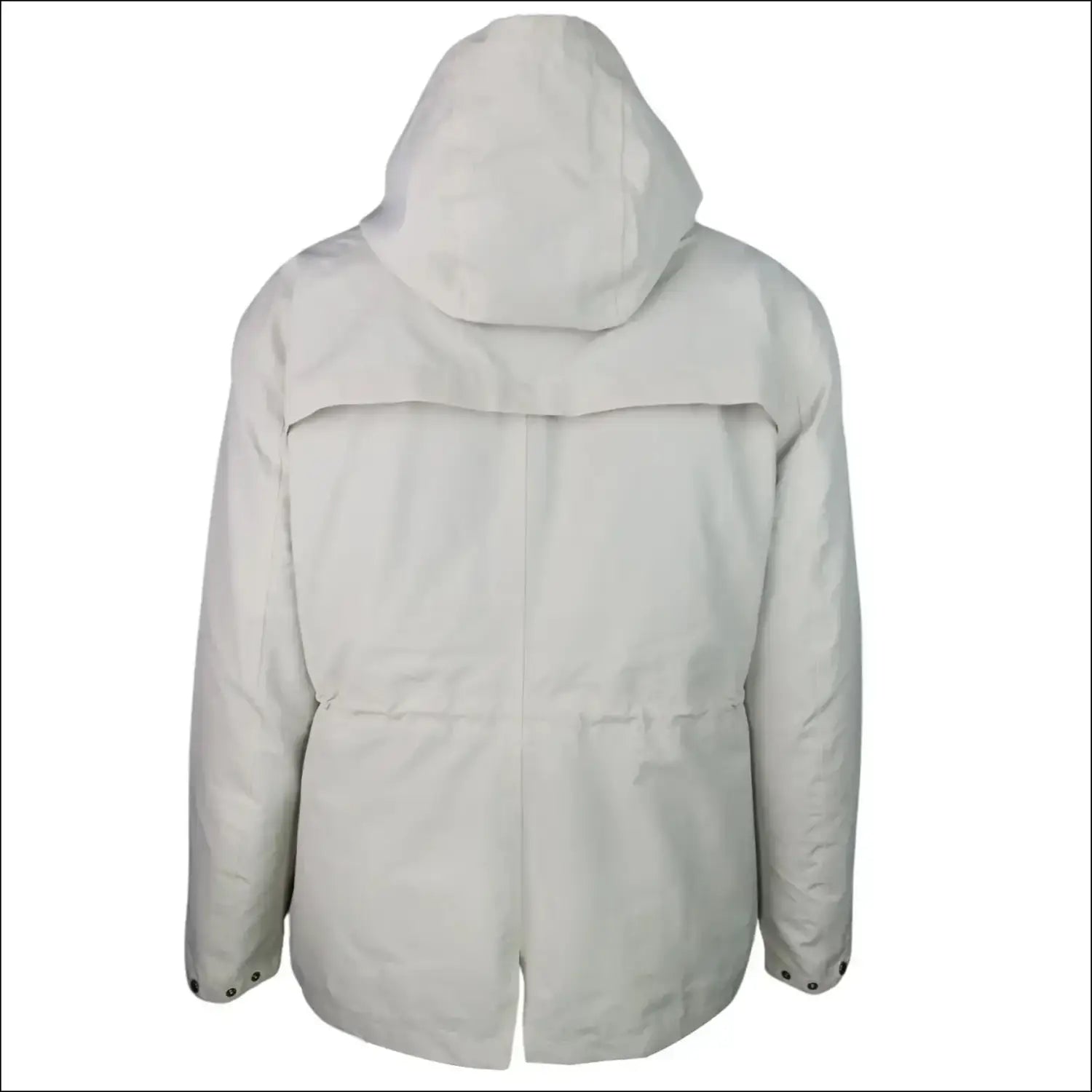 Beige hooded plus size rain jacket, back image