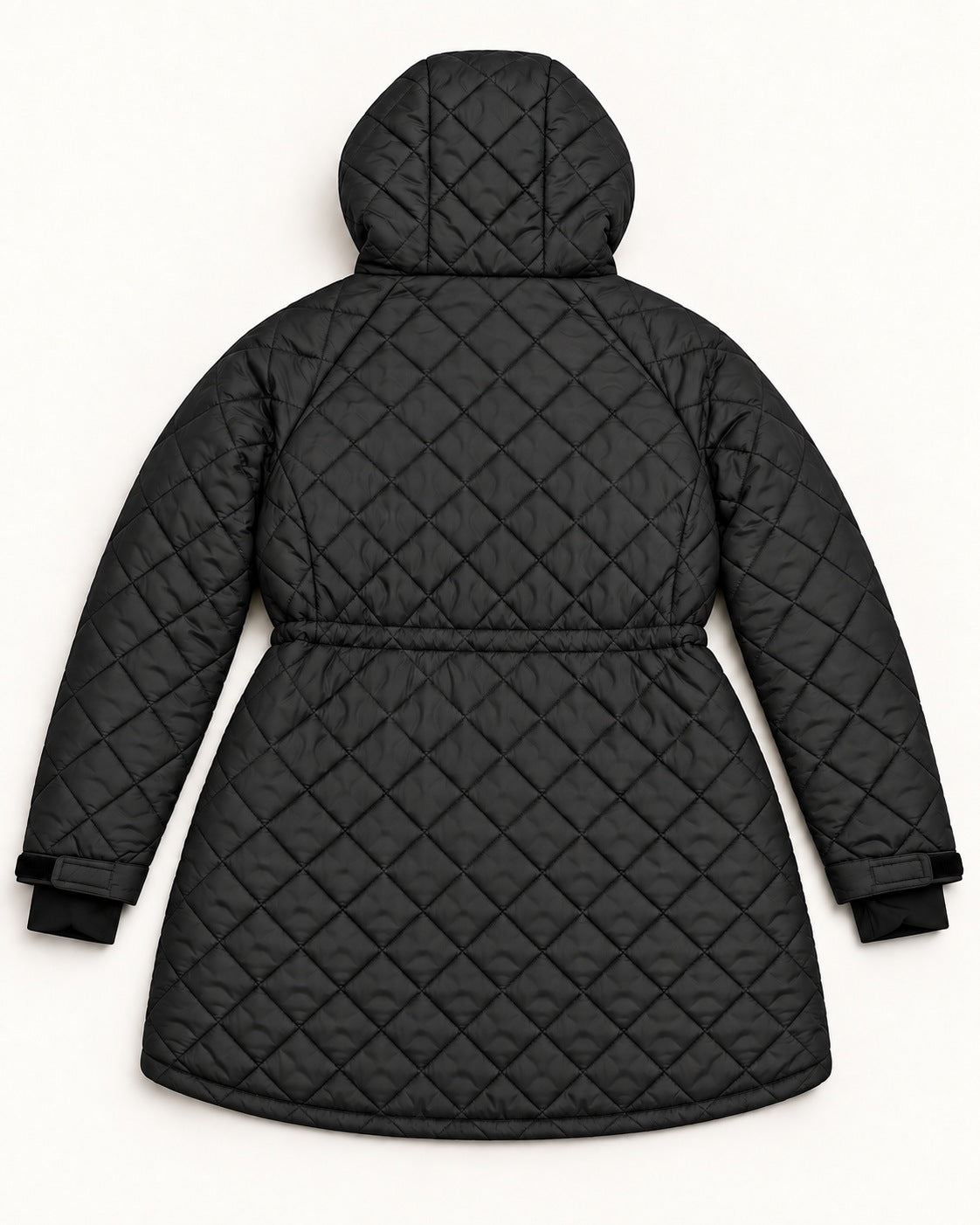 Black The Savvy II plus size quilted jacket, flat lay, back
