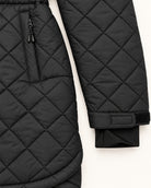Black The Savvy II plus size quilted jacket, adjustable cuff tab, inner cuff and zip hand pocket detail