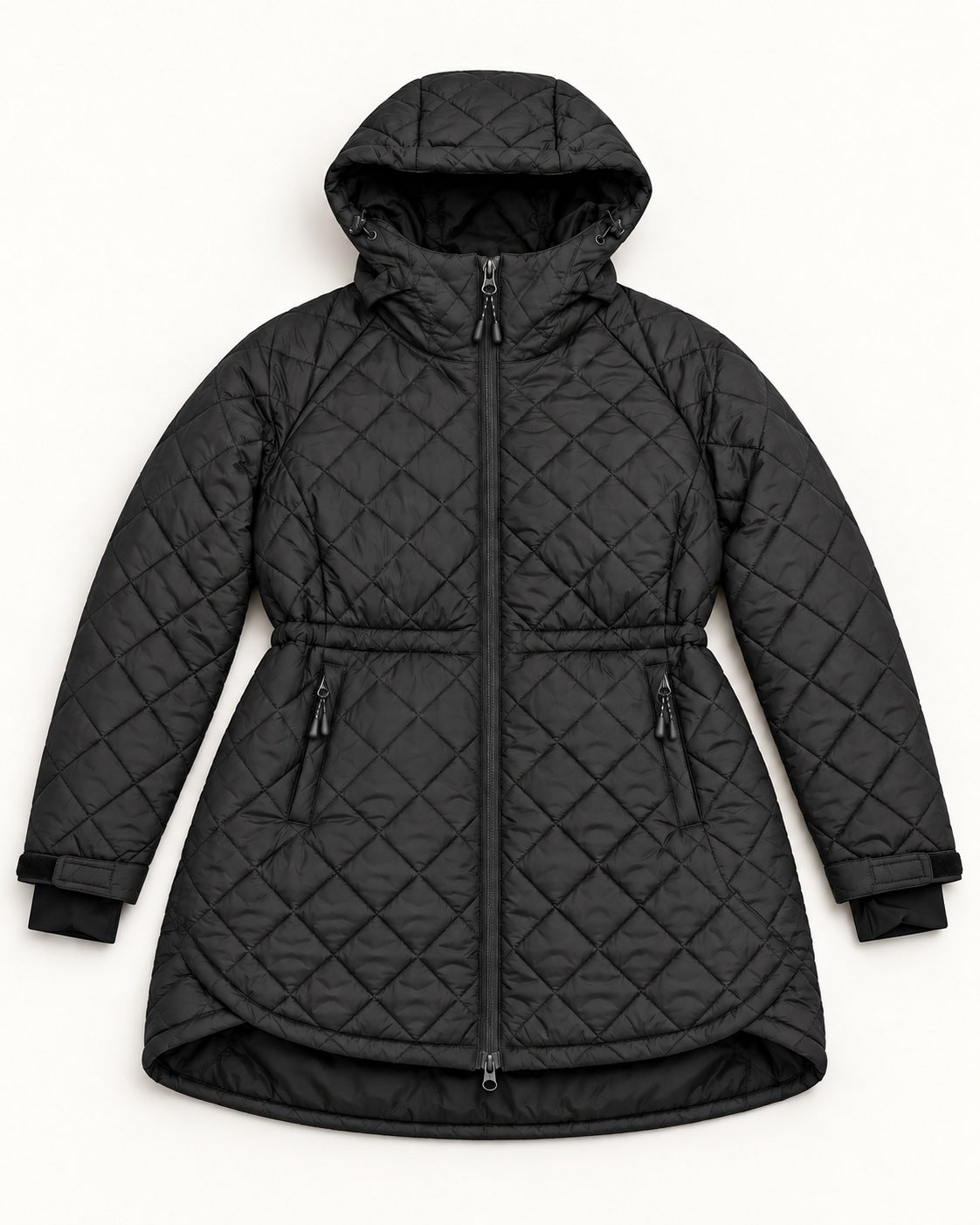 Black The Savvy II plus size quilted jacket, flat lay, front