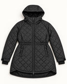 Black The Savvy II plus size quilted jacket, flat lay, front