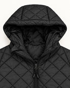 Black The Savvy II plus size quilted jacket, hood and two-way zipper detail