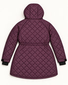Eggplant The Savvy II plus size quilted jacket, flat lay, back