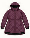 Eggplant The Savvy II plus size quilted jacket, flat lay, front
