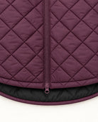 Eggplant The Savvy II plus size quilted jacket, two-way zipper and curved high-low hem detail